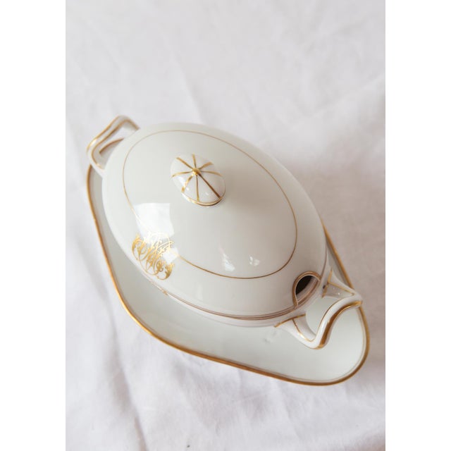 Antique French Porcelain Sauce Bowl with Initials M. C from Vieux, Paris, France, 1900s For Sale - Image 4 of 6