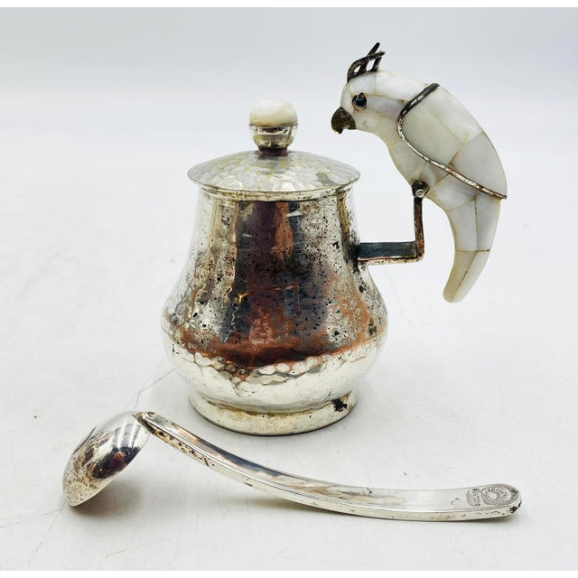 1960s Los Castillo Taxco Parrot Pitcher Tea Set Silver Plate Hardstone - 4pcs For Sale - Image 14 of 18