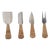 Artifacts Rattan Stainless-Steel Cheese Knives with Gift Box in Brown - Set of 4 For Sale