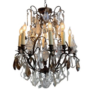 Antique French Crystal 8 Light Chandelier For Sale