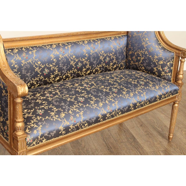 French Louis XVI Style Custom Quality Giltwood Settee For Sale - Image 4 of 12