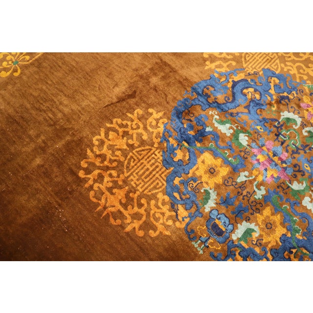Early 20th Century Zabihi Collection Chinese Art Deco Room Rug - 9' x 11'6" For Sale - Image 5 of 12