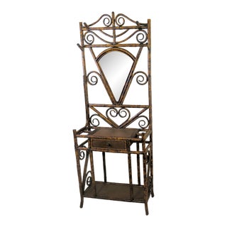 French Art Deco Tortoiseshell Finish Bamboo Hall Tree For Sale