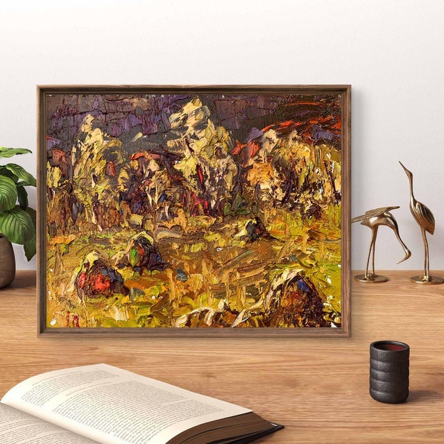 The painting "After Haymaking" is an expressive and textured portrayal of a rural landscape that captures the aftermath of...