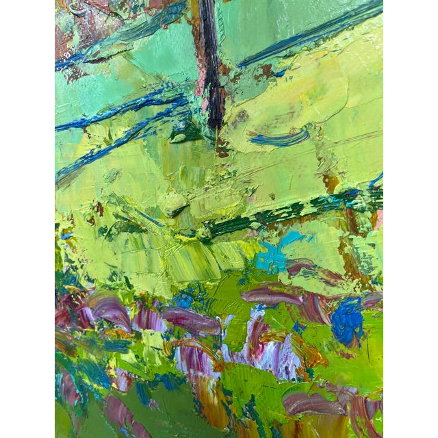 Green Impressionistic Landscape Original Oil Painting For Sale - Image 8 of 12