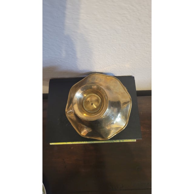 Metal Vintage Small Brass Basket With Swivel Handle For Sale - Image 7 of 10