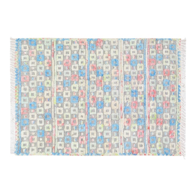 Moroccan High Low Hand Knotted Wool Rug,5'9"X8'2" For Sale