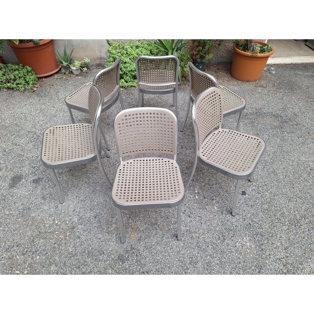 1980s Vintage Stackable Silver Chairs by Vico Magistretti for De Padova, 1989, Set of 6 For Sale - Image 5 of 12