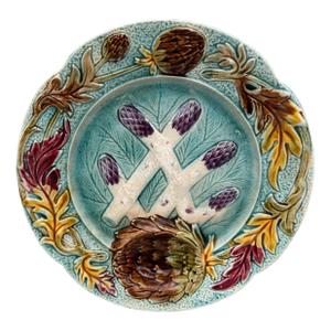 French Majolica Asparagus Plate Orchies, Circa 1890