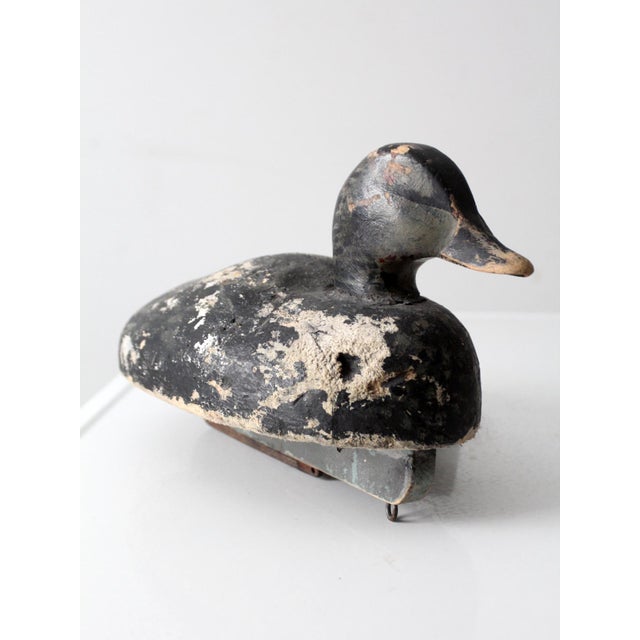 Black Vintage Signed Folk Art Duck Decoy For Sale - Image 8 of 13