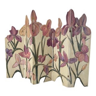 1960s Oversized Wooden Iris Screen Divider, Signed For Sale