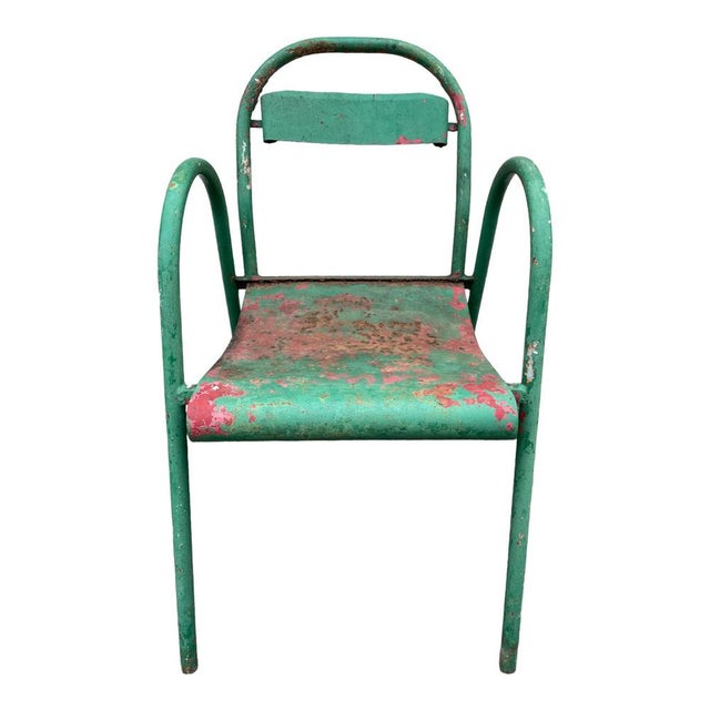 Forest Green Stackable Armchairs from Tolix, 1950s, Set of 3 For Sale - Image 8 of 18