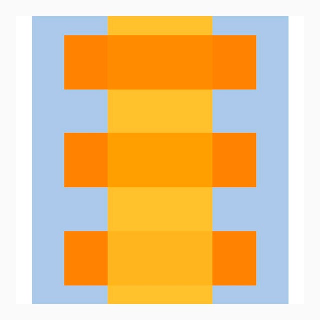 Mid-Century Modern Yellow Through Orange on Blue Fine Art Print 30" X 40" by Liz Roache For Sale - Image 3 of 6