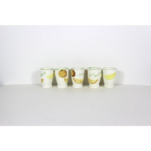 Mid-Century Modern 1950’s Ceramic Orange Juice Cups Set of Five For Sale - Image 3 of 13