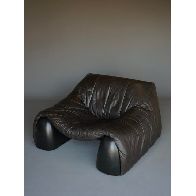 Amak Lounge Chair in Brown Leather by Annie Hieronimus for Cinna, 1980s For Sale - Image 4 of 18