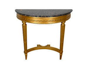 Louis XVI Style Console Table in Marble and Golden Wood