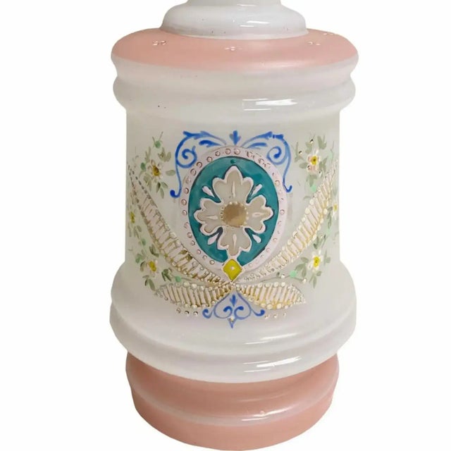 Pink Opaline Hand Painted Decanter For Sale - Image 4 of 8
