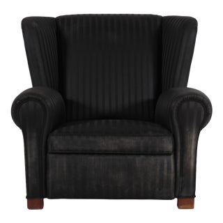 Large Danish Art Deco Lounge Chair with Black Fabric in the style of Fritz Hansen, 1930s For Sale