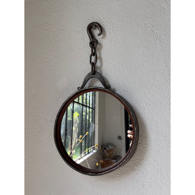 Brutalist Metal and Chain Mirror, 1950s For Sale - Image 9 of 18