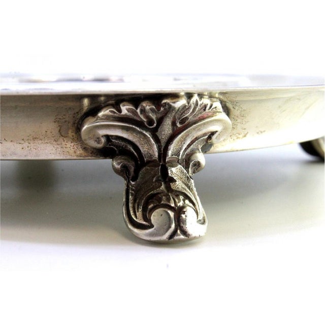Silver Bonbon Jar on a Removable Plate with Goat-Shaped Knob Lid, Friezes and Raised Feet For Sale - Image 5 of 9