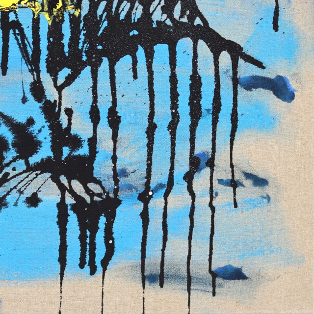 2020s Raised by Shadows - Original Blue Urban Pop Art Acrylic and Oil Stick Painting on Canvas For Sale - Image 5 of 8