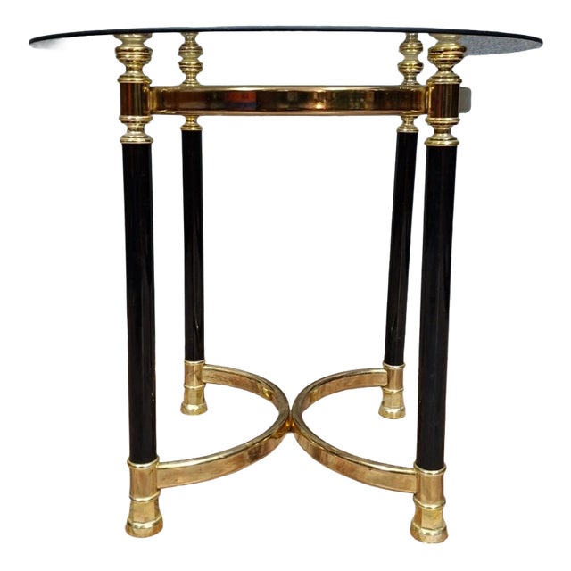 Side Table in Brass and Glass, 1970s For Sale