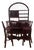 Vintage Italian Burgundy Bamboo Wicker Bar Cabinet and Stools, 1970s, Set of 5 For Sale