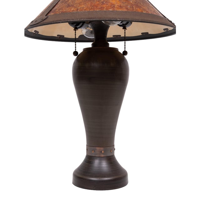 20th Century Arts & Crafts Copper & Mica Table Lamp in the style of Dirk van Erp For Sale - Image 4 of 14