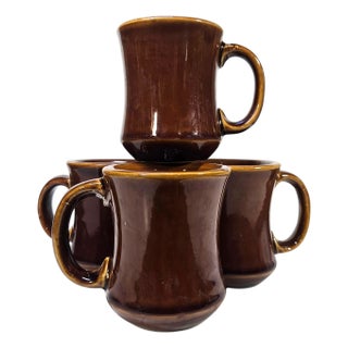 Brown Diner Mugs- Set of Four For Sale
