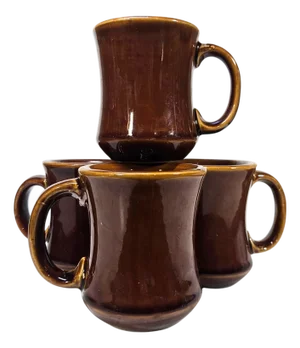 Brown Diner Mugs- Set of Four