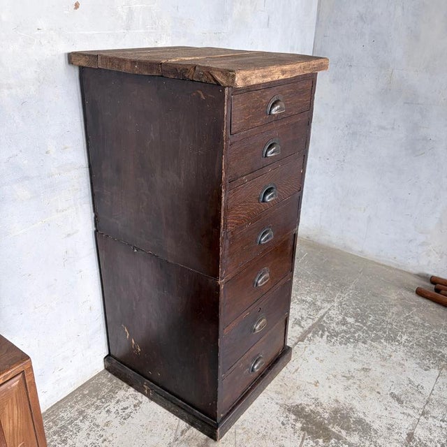 Black Bankers Chest of Drawers in Oak, 1900s For Sale - Image 8 of 14
