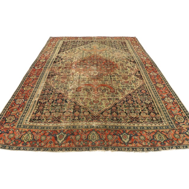 Rustic 1890's Antique Persian Malayer Rug - 04'06 X 06'05 For Sale - Image 3 of 10