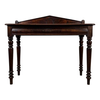 19th Century English Antique Oak Side Table with Gallery Back For Sale