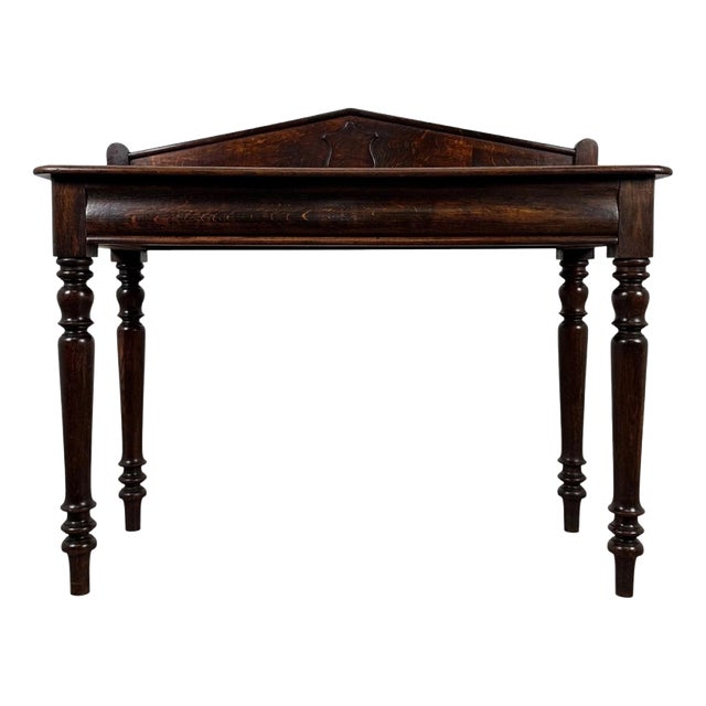 19th Century English Antique Oak Side Table with Gallery Back For Sale