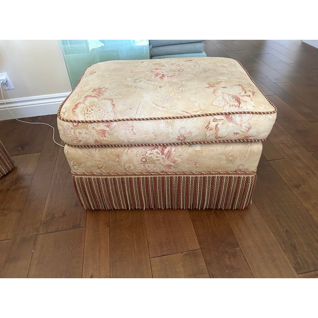 Ralph Lauren Fabric Covered Chair and Matching Ottoman For Sale - Image 9 of 11