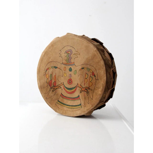 Vintage Hand-Painted Leather Drum For Sale - Image 6 of 8