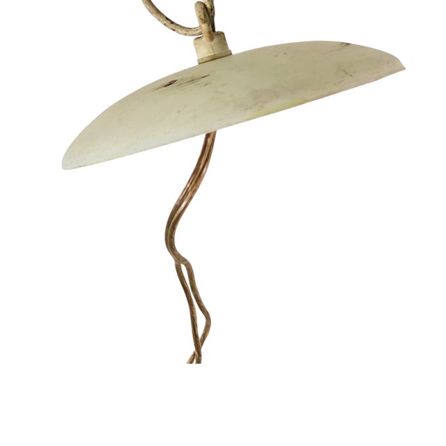 Italian Tole 6-Arm Palm Leaf Chandelier in Painted White Metal, C. 1970s For Sale - Image 16 of 16