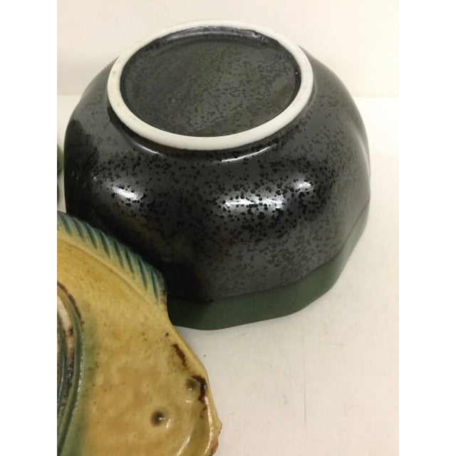 Green Vintage Magnolia Green Japanese Bowls - Set of 3 For Sale - Image 8 of 11