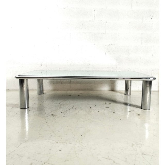 Mid-Century Modern Mirrored and Steel Chromed Sesann Coffee Table by Gianfranco Frattini for Cassina, 1970s For Sale - Image 3 of 12