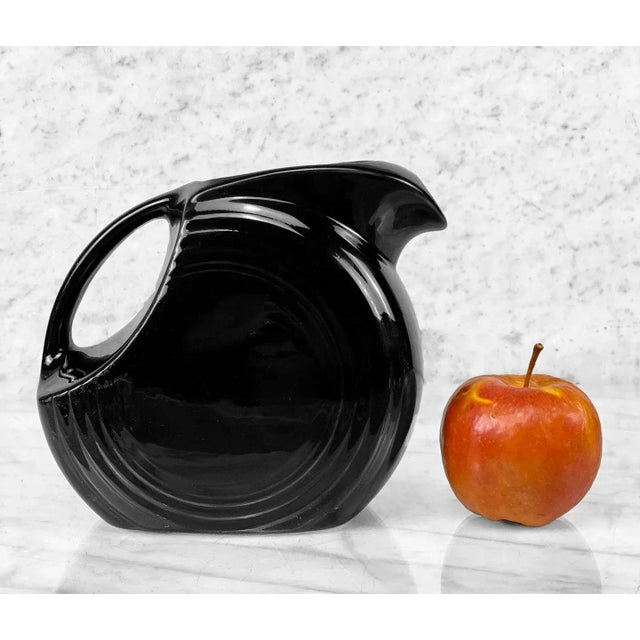 Vintage Black Porcelain Disc Juice Pitcher by Fiesta, c. Mid 20th Century - Pairs Nicely with Many Eclectic Interior...