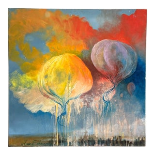 Contemporary Leah Schmaman Original Oil on Canvas Painting of Hot Air Balloons, c.2015 For Sale