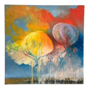 Contemporary Leah Schmaman Original Oil on Canvas Painting of Hot Air Balloons, c.2015