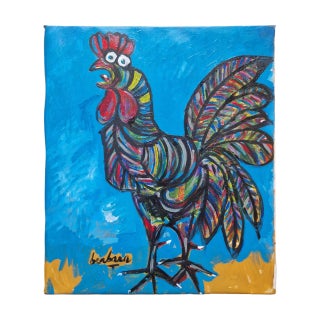 Mid-20th Century Babun - Stylized Rooster, Acrylic on Canvas For Sale