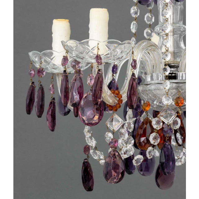 Murano Amethyst Glass Five-Branch Chandelier For Sale In New York - Image 6 of 11