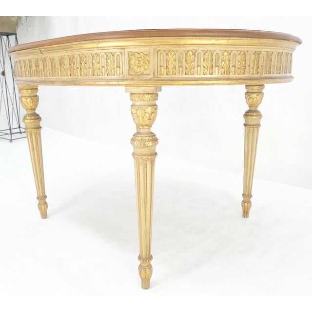 French French Gold Gilt Fine Carved 48" Walnut Oval Top Dining Center Table Stunning! For Sale - Image 3 of 14