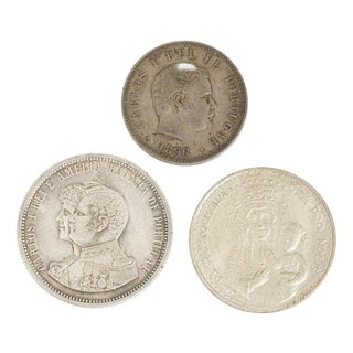 Vintage Portuguese Silver Coins and Medal, Set of 3 For Sale