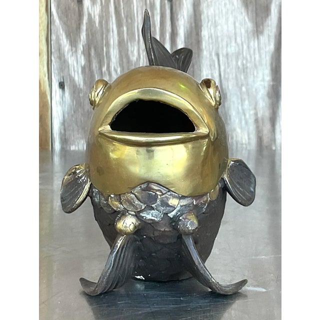 Late 20th Century Vintage Boho Burnishes Brass Koi Fish For Sale - Image 5 of 8