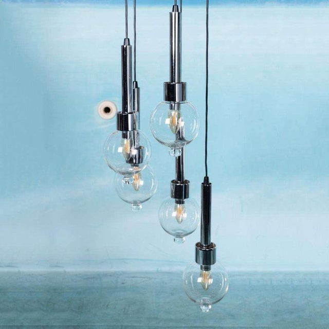 Impressive chandelier with five light sources - sixties design special chandelier from the 60s with five light sources and...