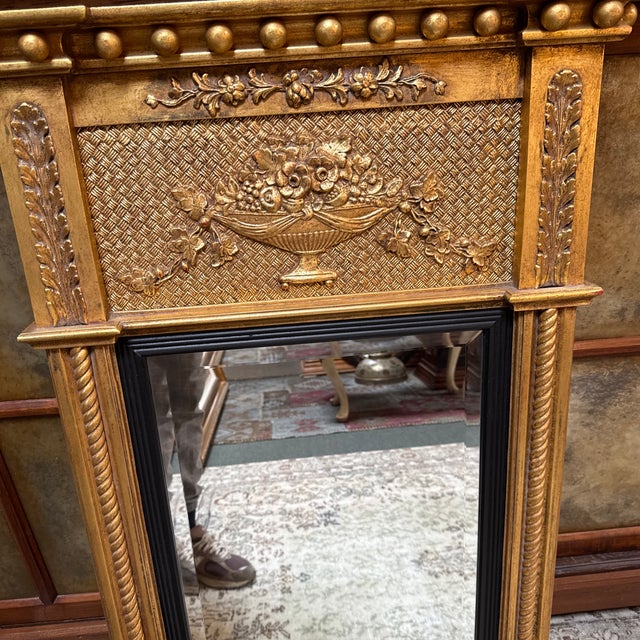 Federal Style Gilt Wood Trumeau Mirror, Vintage For Sale - Image 12 of 12