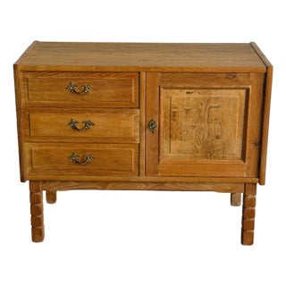 In Style of Henning Kjærnulf Solid Oak Three-Drawer Sideboard Danish Mid-Century Modern 1970s For Sale